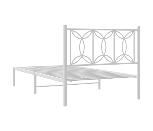 vidaXL Estructura de cama de metal con cabecero blanco 107x203 cm