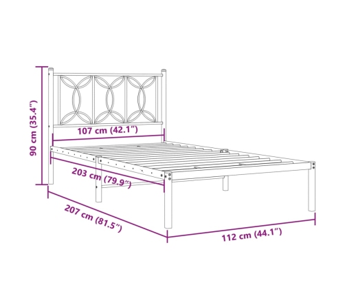 vidaXL Estructura de cama de metal con cabecero blanco 107x203 cm