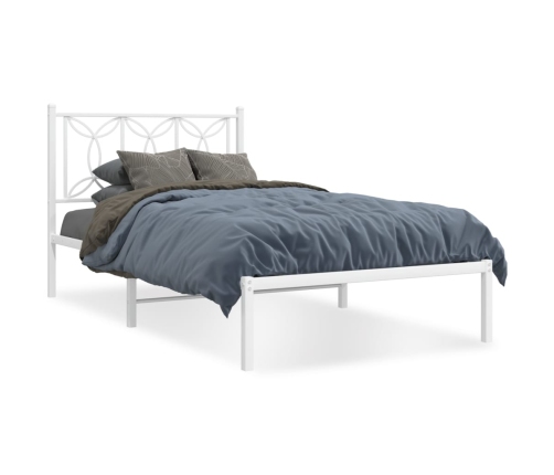 vidaXL Estructura de cama de metal con cabecero blanco 107x203 cm