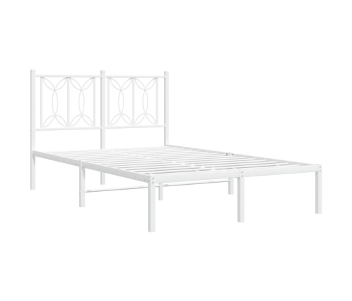 Estructura cama sin colchón con cabecero metal blanco 120x190cm