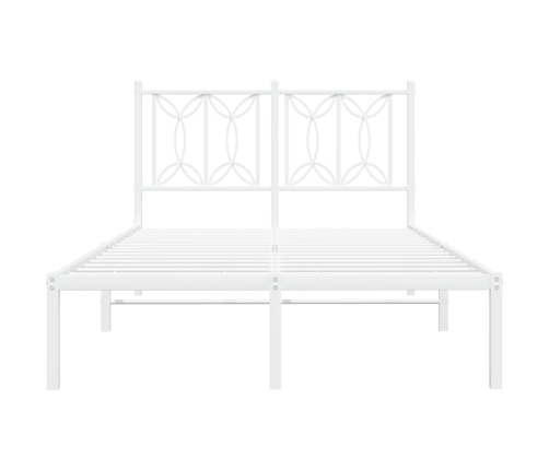 Estructura cama sin colchón con cabecero metal blanco 120x190cm