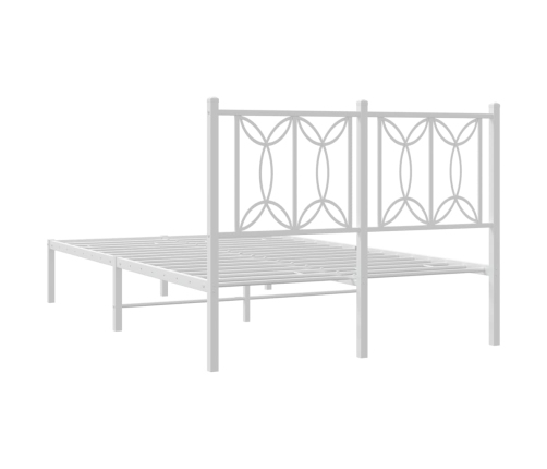 Estructura cama sin colchón con cabecero metal blanco 120x190cm