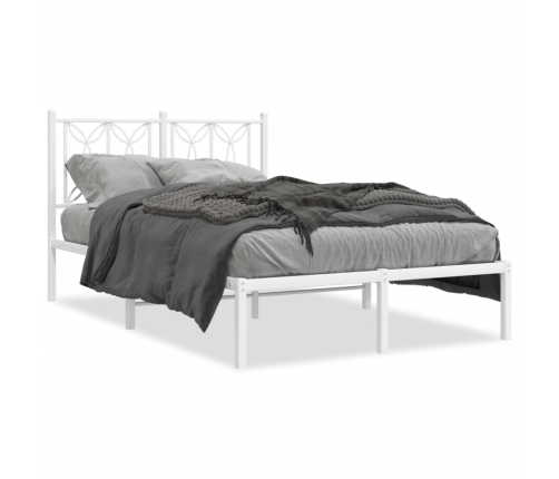 Estructura cama sin colchón con cabecero metal blanco 120x190cm