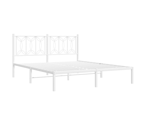 Estructura cama sin colchón con cabecero metal blanco 150x200cm