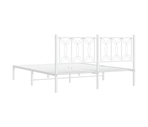 Estructura cama sin colchón con cabecero metal blanco 150x200cm