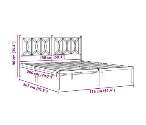 Estructura cama sin colchón con cabecero metal blanco 150x200cm