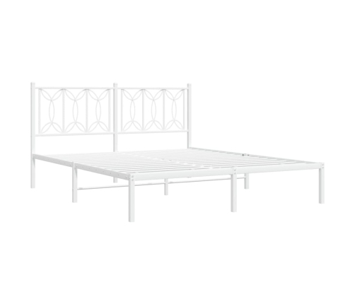 Estructura cama sin colchón con cabecero metal blanco 160x200cm