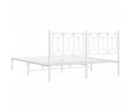 Estructura cama sin colchón con cabecero metal blanco 160x200cm