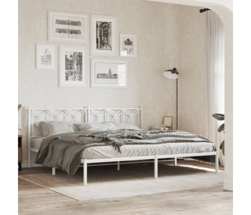 Estructura cama sin colchón con cabecero metal blanco 193x203cm