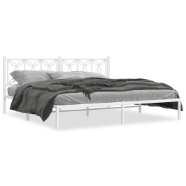 Estructura cama sin colchón con cabecero metal blanco 193x203cm