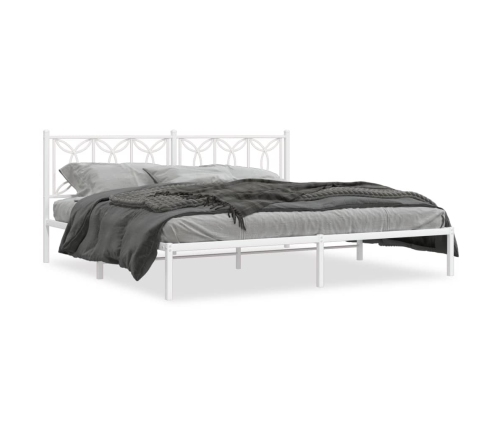 Estructura cama sin colchón con cabecero metal blanco 193x203cm