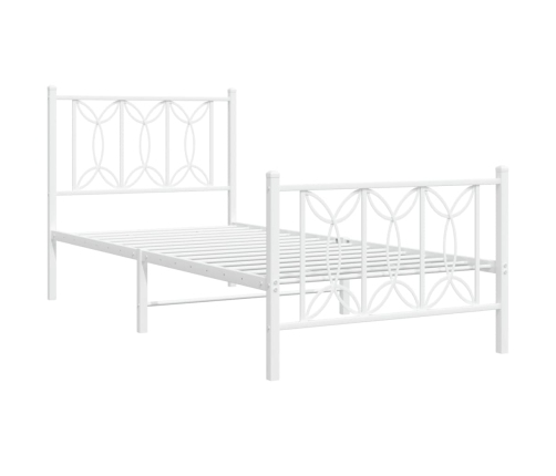 Estructura cama sin colchón con estribo metal blanco 75x190 cm