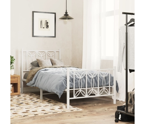 Estructura cama sin colchón con estribo metal blanco 75x190 cm