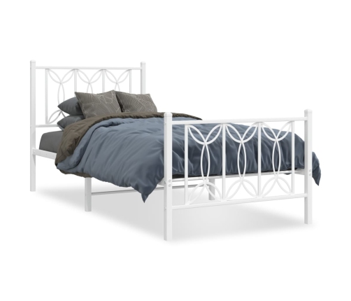 Estructura cama sin colchón con estribo metal blanco 75x190 cm