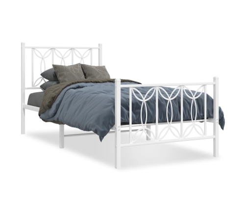 Estructura cama sin colchón con estribo metal blanco 90x190 cm