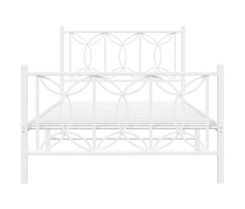 Estructura cama sin colchón con estribo metal blanco 100x190 cm