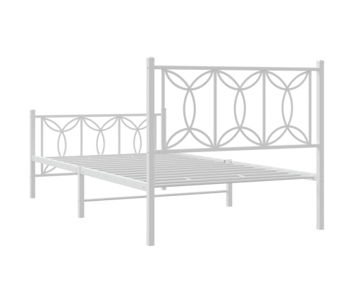 Estructura cama sin colchón con estribo metal blanco 100x190 cm