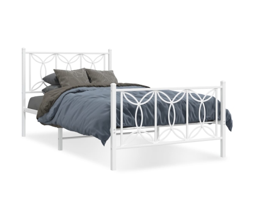 Estructura cama sin colchón con estribo metal blanco 100x190 cm