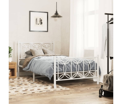 Estructura cama sin colchón con estribo metal blanco 100x200 cm
