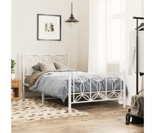 Estructura cama sin colchón con estribo metal blanco 107x203 cm