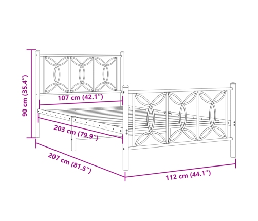 Estructura cama sin colchón con estribo metal blanco 107x203 cm