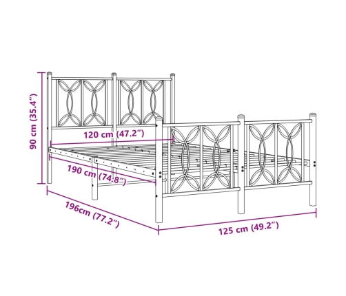 Estructura cama sin colchón con estribo metal blanco 120x190 cm