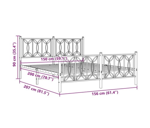 Estructura cama sin colchón con estribo metal blanco 150x200 cm