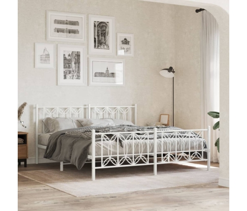 Estructura cama sin colchón con estribo metal blanco 183x213 cm