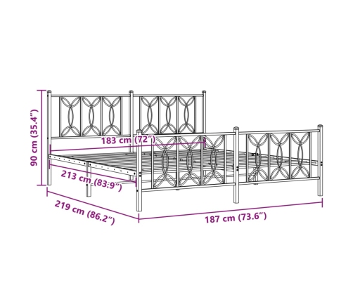 Estructura cama sin colchón con estribo metal blanco 183x213 cm