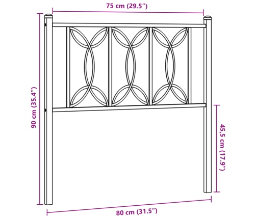 Cabecero de metal blanco 75 cm