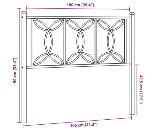 Cabecero de metal blanco 100 cm