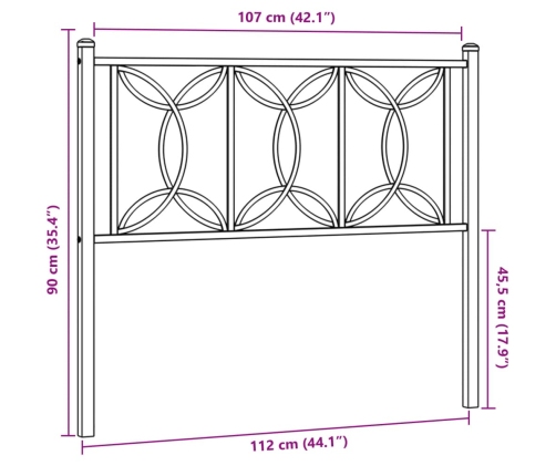 Cabecero de metal blanco 107 cm