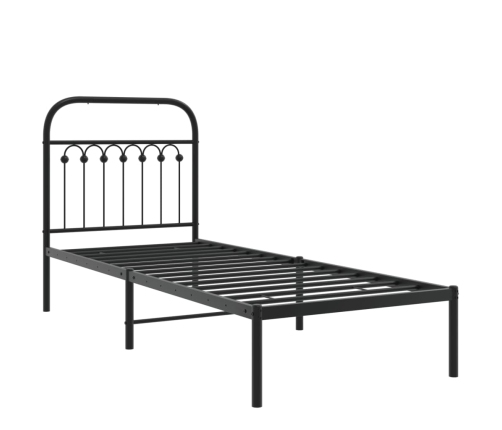 Estructura cama sin colchón con cabecero metal negro 75x190 cm