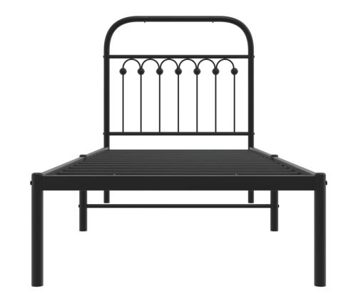 Estructura cama sin colchón con cabecero metal negro 75x190 cm