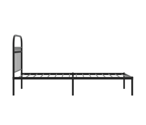 Estructura cama sin colchón con cabecero metal negro 75x190 cm