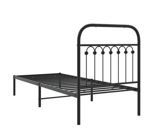 Estructura cama sin colchón con cabecero metal negro 75x190 cm