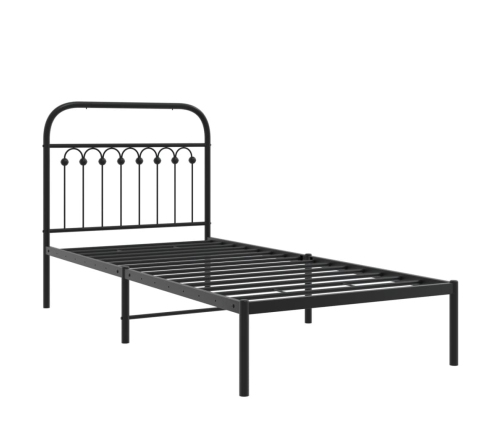 Estructura cama sin colchón con cabecero metal negro 90x190 cm