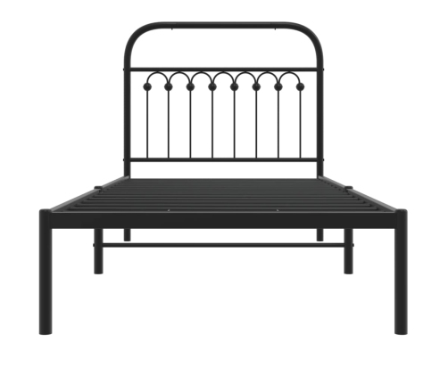 Estructura cama sin colchón con cabecero metal negro 90x190 cm