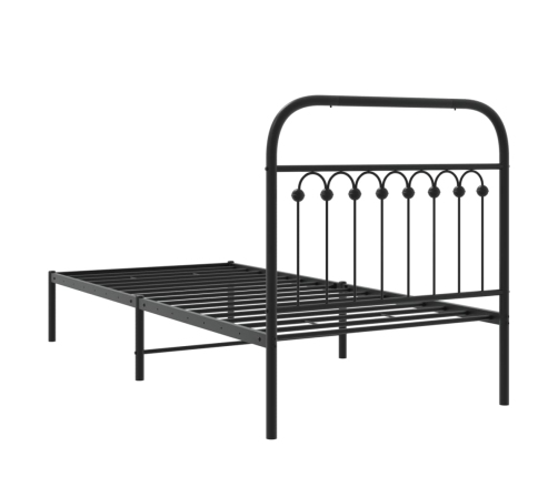 Estructura cama sin colchón con cabecero metal negro 90x190 cm
