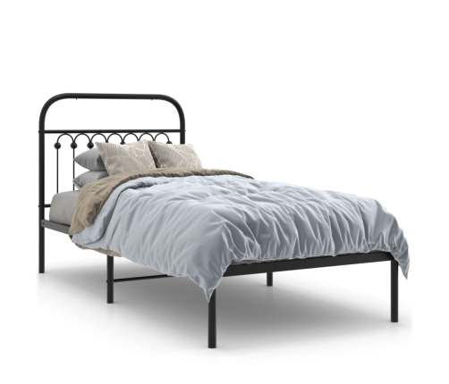 Estructura cama sin colchón con cabecero metal negro 90x190 cm