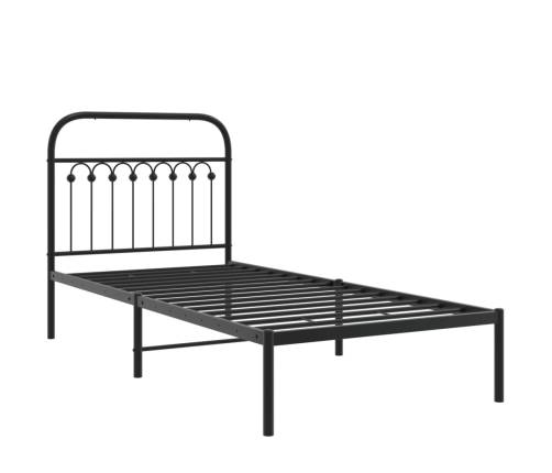 Estructura cama sin colchón con cabecero metal negro 90x200 cm