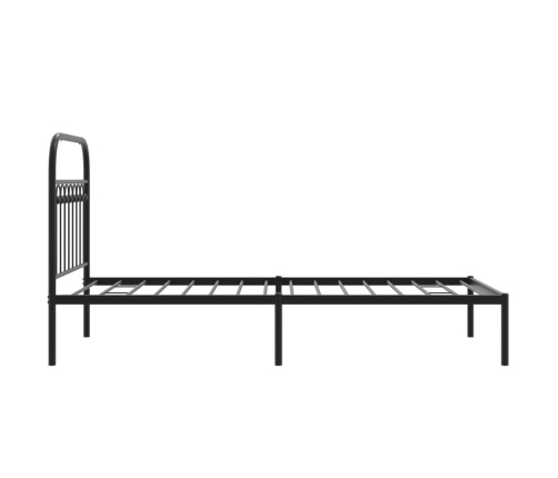 Estructura cama sin colchón con cabecero metal negro 90x200 cm