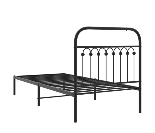 Estructura cama sin colchón con cabecero metal negro 90x200 cm