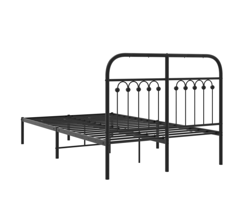 Estructura cama sin colchón con cabecero metal negro 120x190 cm