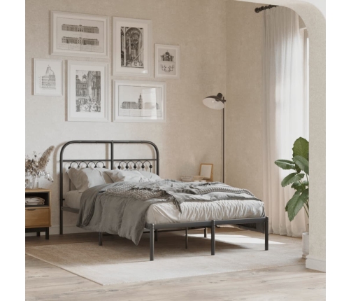 Estructura cama sin colchón con cabecero metal negro 120x200 cm