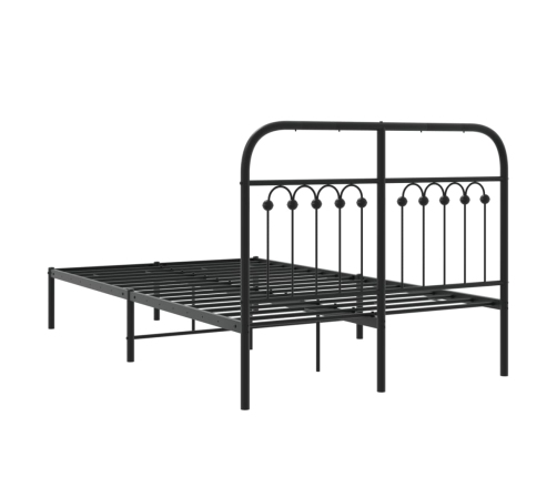 Estructura cama sin colchón con cabecero metal negro 120x200 cm