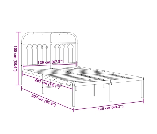Estructura cama sin colchón con cabecero metal negro 120x200 cm