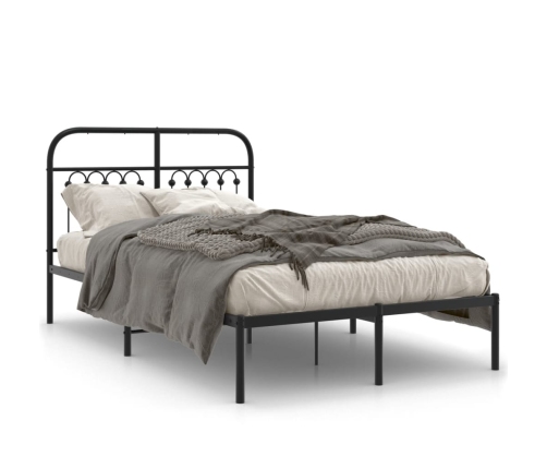 Estructura cama sin colchón con cabecero metal negro 120x200 cm