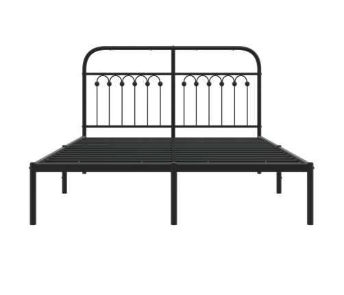 Estructura cama sin colchón con cabecero metal negro 140x190 cm