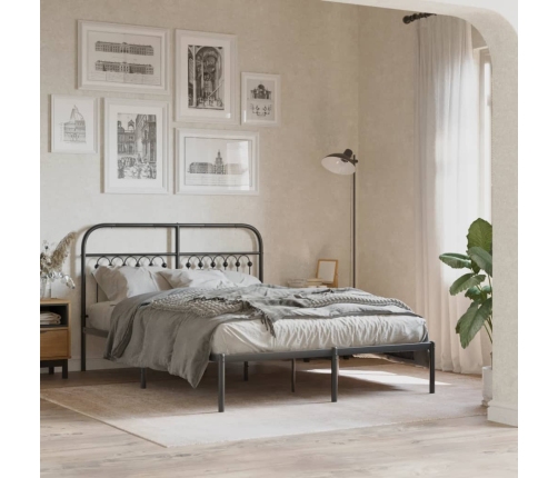 Estructura cama sin colchón con cabecero metal negro 140x200 cm